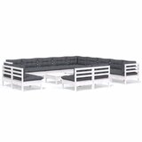 Maison Chic Seti vrtnega pohištva - Vrtna garnitura - Vrtni pohištvo set 14-delna z blazinami bela borovina, (21816486) | Shoptok.si