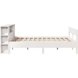 vidaXL Knjižna postelja brez vzmetnice bela 135x190 cm trdna borovina | Shoptok.si