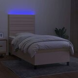  Krevet box spring s madracem LED krem 90x190 cm od tkanine | shoptok.hr