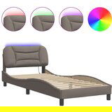  The Living Store Posteljni okvir z LED lučkami taupe 90x200 cm tkanina - Posteljni Okvir, (21523687) | Shoptok.si