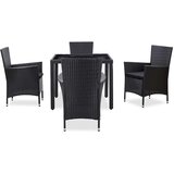  5-dijelni vrtni blagovaonski set od poliratana crni Crna Dužina stola 90 cm | Shoptok.si