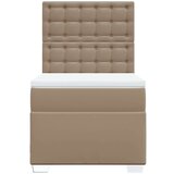 vidaXL Box spring postelja z vzmetnico kapučino 100x200cm umetno usnje | Shoptok.si