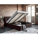 ELTAP Tamno smeđi tapecirani bračni krevet s prostorom za odlaganje s podnicom 140x200 cm Lamica – | shoptok.hr