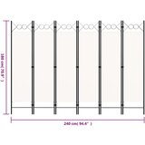 vidaXL Sobna pregrada sa 6 panela krem-bijela 240 x 180 cm | shoptok.hr