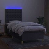  Box spring postelja z vzmetnico LED temno siva 90x190 cm blago, (20937310) | Shoptok.si