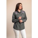 Fenzy Plus Size Traper Košulja S Vezom, Siva | shoptok.hr