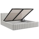 Makamii Tapecirani bračni krevet s prostorom za odlaganje s podnicom 160x200 cm u srebrnoj boji Lemi – | shoptok.hr
