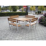  Garnitura z mizo in klopmi, 4 klopi in miza, borov les, DxŠxV 2200 x 2200 x 1000 mm | Shoptok.si