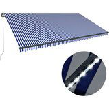  Tenda na ručno uvlačenje s LED svjetlom 600x300 cm plavo-bijela | shoptok.hr