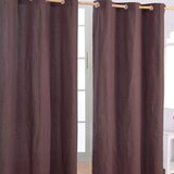 HOMESCAPES Navadne rjave bombažne zavese Eyelet, 137x228 cm, (20749495) Cene