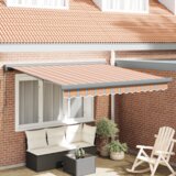 vidaXL Ročna Retraktibilna Tenda Večbarvna črta 300x250 cm | Shoptok.si