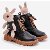 Kesi Leather Insulated Children's Boots With Zipper And Bear Black 36261 | shoptok.hr