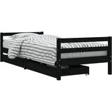  Okvir za dječji krevet s ladicama crni 90 x 200 cm od borovine | shoptok.hr