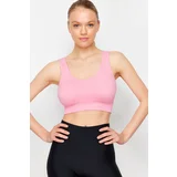 Trendyol Light Pink Seamless Padded/Shaping Knitted Sports Bra