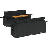  7-dijelni set vrtnih sofa od poliratana s jastucima crni Slike