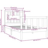  Za krevet od masivnog drva crni 75 x 190 cm 2FT6 mali | shoptok.hr