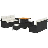  Sjedeća garnitura za vrt 9 kom. 8-Broj sjedala Crna i Krema 80 x 80 x 71 cm | shoptok.hr