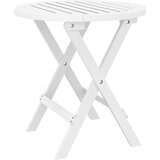 The Living Store Zložljiva vrtna miza bela Ø 46 cm trden akacijev les - Vrtna Miza, (21459520) | Shoptok.si