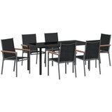 vidaXL 7 delni vrtni jedilni set črna tekstilena in jeklo | Shoptok.si