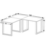 MID.YOU Kotna Pisalna Miza Lona, Antracit, Srebrna, 190x130cm | Shoptok.si