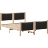  Okvir kreveta Smeđa i crna 135 x 190 cm Masivna borovina | shoptok.hr