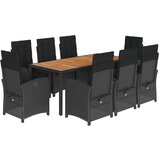 vidaXL 9-dijelni vrtni blagovaonski set s jastucima crni od poliratana | shoptok.hr