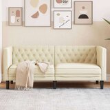 vidaXL Kavč dvosed Chesterfield krem umetno usnje Cene