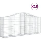 vidaXL Obokane gabion košare 15 kosov 200x30x80/100 cm cinkano železo, (20758495) | Shoptok.si