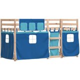 Krevet na kat sa zavjesama plavi 90 x 200 cm od borovine | shoptok.hr
