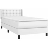  s oprugama i madracem bijeli 90 x 190 cm od umjetne kože | shoptok.hr