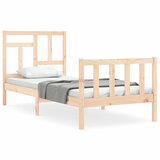 The Living Store Posteljni okvir z vzglavjem 90x200 cm trden les - Posteljni Okvir, (21530239) | Shoptok.si