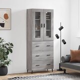 vidaXL Visoka komoda siva sonoma 69,5x34x180 cm inženirski les | Shoptok.si