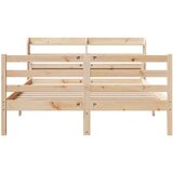 vidaXL Posteljni okvir z vzglavjem 140x190 cm trdna borovina | Shoptok.si