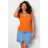 Trendyol Curve Plus Size Blouse - Orange - Fitted