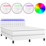  Box spring postelja z vzmetnico LED bela 140x200cm umetno usnje, (20846707) | Shoptok.si