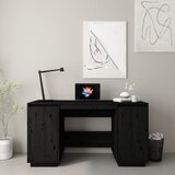 vidaXL Pisalna miza črna 140x50x75 cm trdna borovina | Shoptok.si