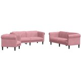 vidaXL Sedežna garnitura 3-delna roza žamet, (21113678) | Shoptok.si