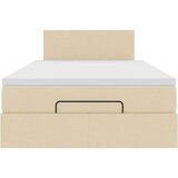 vidaXL Otomanski posteljni okvir z vzmetnico krem 120x200 cm blago | Shoptok.si