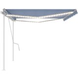 vidaXL Tenda na ručno uvlačenje s LED svjetlima 5x3 5 m plavo-bijela | shoptok.hr