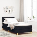 vidaXL Postelja s Podstavkom z Blazino & LED Črna 100x200 cm Tkanina | Shoptok.si