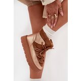 Boto Low Women’s Snow Boots Lined With Fur And Thick Laces Camel Xarina | Shoptok.si