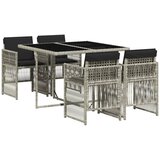  The Living Store Vrtna jedilna garnitura 5-delna z blazinami sv. siv poli ratan - Vrtna Jedilna Garnitura, (21451656) | Shoptok.si
