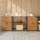 vidaXL Kuhinjski set za shranjevanje 3 pcs Rjav 210 x 50 x 92 cm Cene