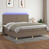  box spring s madracem LED smeđesivi 200x200 cm tkanina | shoptok.hr