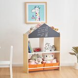 Ginger Home Етажерка за играчке и књиге Црна Табла за Писање, Кућица, Дрво | shoptok.hr