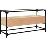 vidaXL TV omarica s stekleno ploščo sonoma hrast 98x35x51 cm inž. les | Shoptok.si