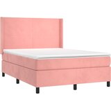 Krevet box spring s madracem LED ružičasti 140x190cm baršunasti | Eponuda.ba