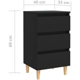  Noćni ormarić s nogama od masivnog drva crni 40 x 35 x 69 cm | shoptok.hr