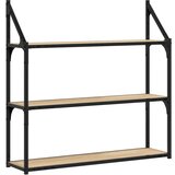 Maison Chic Stenska polica - Viseča Polica 3-nadstropna sonoma hrast 80x21x78,5 cm inž. les, (21794093) | Shoptok.si