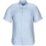 Timberland Srajce s kratkimi rokavi SS Mill River Linen Shirt Slim Modra